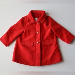 Gap Toddler Red Pea Coat size 12-18mos